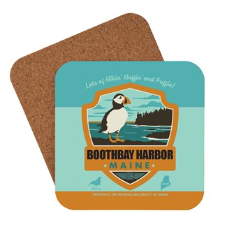 ME Boothbay Harbor Emblem Print Coaster | American made coaster