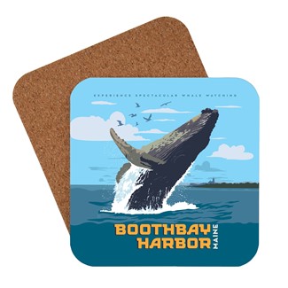 ME Boothbay Harbor Whale Breaching Coaster | American made coaster