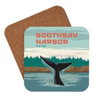 ME Boothbay Harbor Whale Tail Coaster | American made coaster