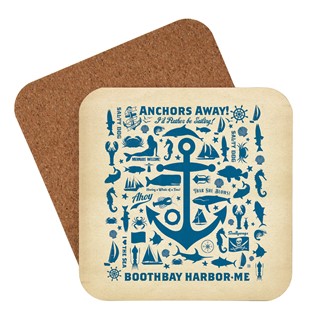 ME Boothbay Harbor Anchor Pattern Print Coaster | American made coaster