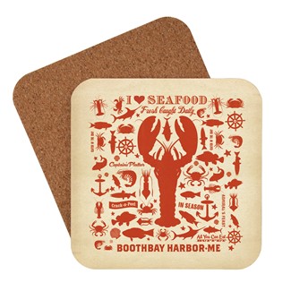 ME Boothbay Harbor Lobster Pattern Print Coaster | American made coaster