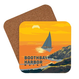 ME Boothbay Harbor Sailboat Coaster | American made coaster