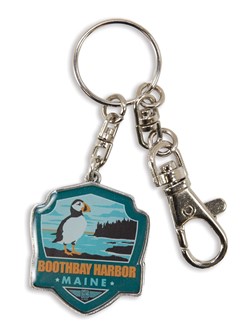 Boothbay Harbor Maine Emblem Pewter Key Ring | American Made