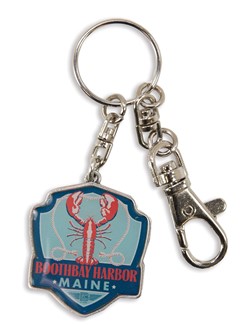 ME Boothbay Harbor Lobster Emblem Pewter Key Ring