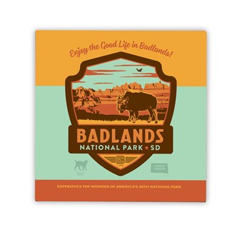 Badlands NP Emblem Print Square Magnet | Metal Magnet