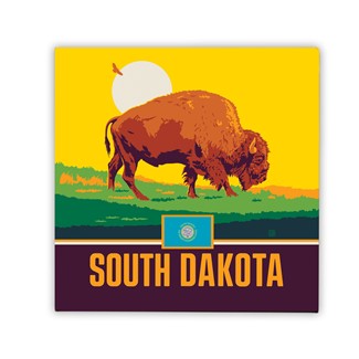 SD State Pride Bison Square Magnet