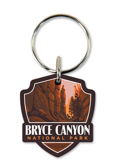 Bryce Canyon Towering Hoodoos Emblem Wooden Key Ring | American Made