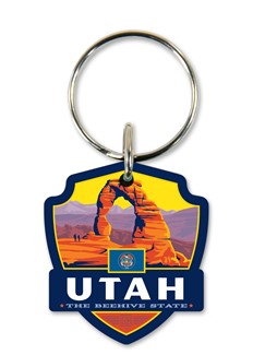UT State Pride Arch Emblem Wooden Key Ring | American Made