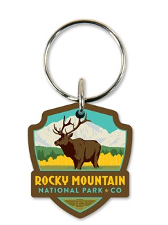 Rocky Mountain Elk Emblem Wooden Key Ring | American Made