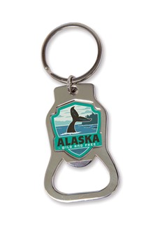 Alaska Whale Tail Emblem Bottle Opener Key Ring | American Made