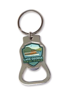 Lake George Boat Emblem Bottle Opener Key Ring | American Made