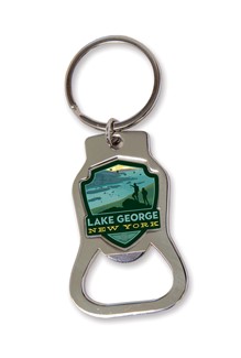 Lake George, NY Emblem Bottle Opener Key Ring | American Made