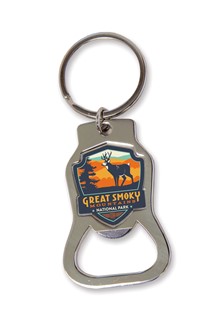Great Smoky Deer Emblem Bottle Opener Key Ring | American Made