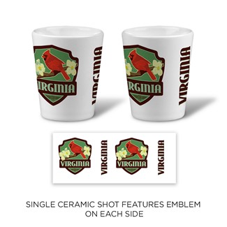 VA Cardinal Emblem Ceramic Shot | Printed in the USA