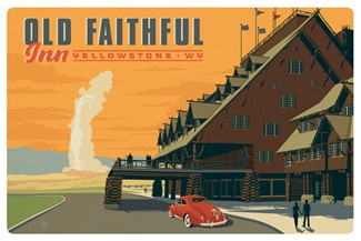 Yellowstone NP Old Faithful Inn Magnetic PC | themed magnet postcard