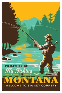 MT Fly Fishing Magnetic PC | themed magnet postcard