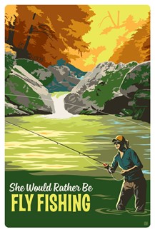 She Would Rather be Fly Fishing Magnetic PC | themed magnet postcard