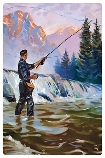 Classic Sportsman Fly Fishing Magnetic PC | themed magnet postcard