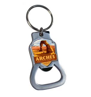 Arches NP Delicate Arch Emblem Bottle Opener Key Ring | American Made