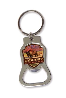 Badlands NP Bison Emblem Bottle Opener Key Ring | American Made