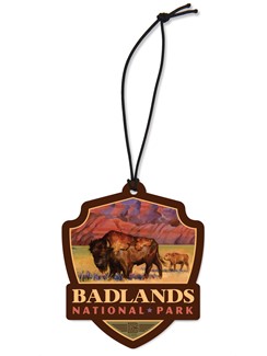 Badlands NP Bison Emblem Wood Ornament | American Made