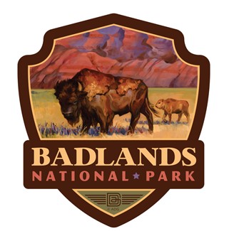 Badlands NP Bison Emblem Wood Magnet | American Made