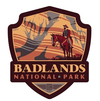 Badlands NP Song of Solitude Emblem Wood Magnet