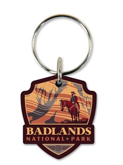 Badlands NP Song of Solitude Emblem Wood Key Ring | American Made