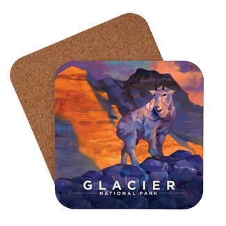MT005CT - Glacier NP Mountain Goat Coaster | American made coaster