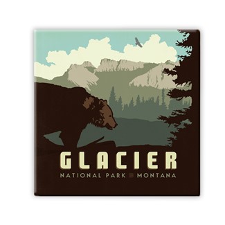 Glacier NP Bear Square Magnet | Metal Magnet