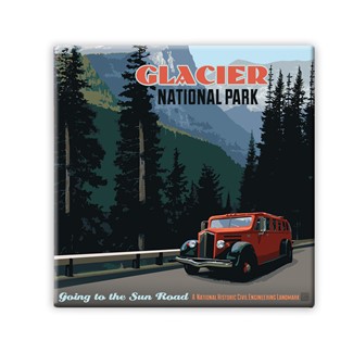 Glacier NP Going to the Sun Road Square Magnet | Metal Magnet