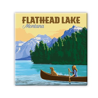 Flathead Lake MT Square Magnet | Metal Magnet