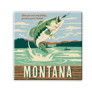 Montana Gone Fishing Square Magnet