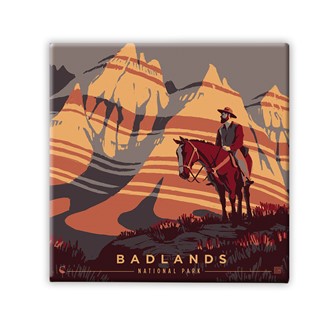 Badlands NP Song of Solitude Square Magnet | Metal Magnet