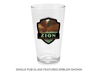Zion NP Narrows Emblem Pub Glass | Pub Glass
