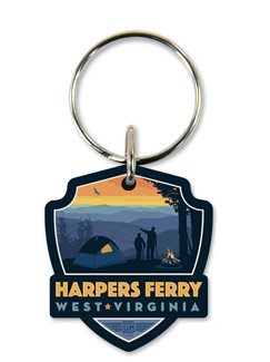 "Harpers Ferry WV" Emblem Wooden Key Ring | American Made