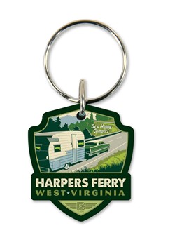 "Harpers Ferry WV" Emblem Wooden Key Ring | American Made