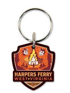 "Harpers Ferry WV" Emblem Wooden Key Ring | American Made