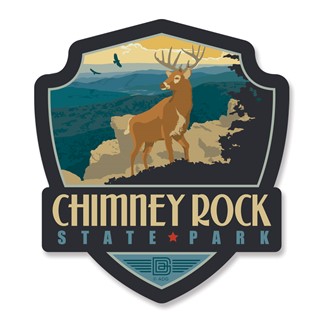 "Chimney Rock State Park" Emblem Wooden Magnet | American Made