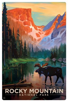 Rocky MTN NP Moose in the Morning Magnetic PC | themed magnet postcard