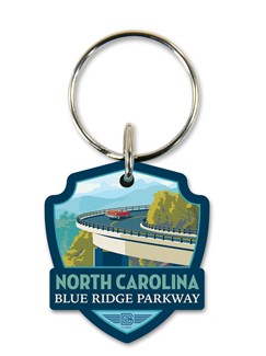 Blue Ridge Parkway Linn Cove Viaduct Emblem Wooden Key Ring