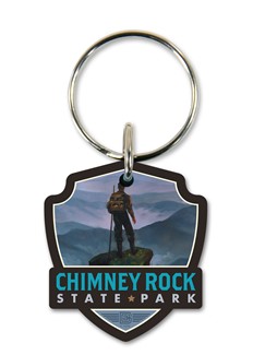 "Chimney Rock State Park" Emblem Wooden Key Ring | American Made