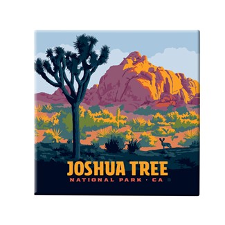 Joshua Tree NP Jack Rabbit Square Magnet | Metal Magnet