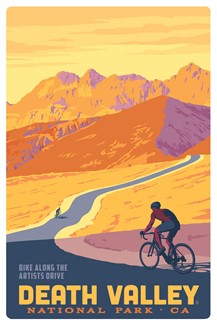 Death Valley NP Biking Magnetic PC | themed magnet postcard