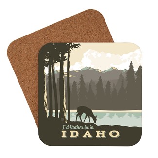 Idaho Deer Drinking from River Coaster | American made coaster