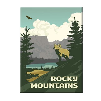 Rocky Mountains Mountain Goat Magnet | Metal Magnet