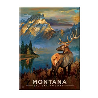 Montana Big Sky Country Elk Magnet | Metal Magnet
