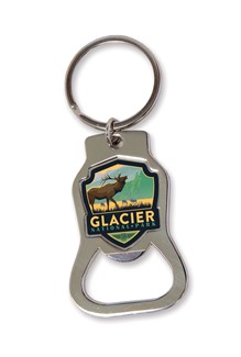 Glacier National Park Elk Emblem Bottle Opener Key Ring | American Made