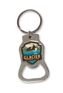 Glacier National Park Eagle Salmon Emblem Bottle Opener Key Ring | American Made