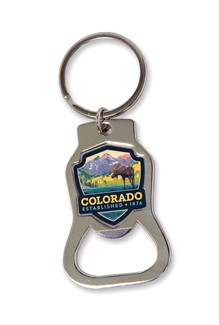 Colorado Maroon Bells Emblem Bottle Opener Key Ring